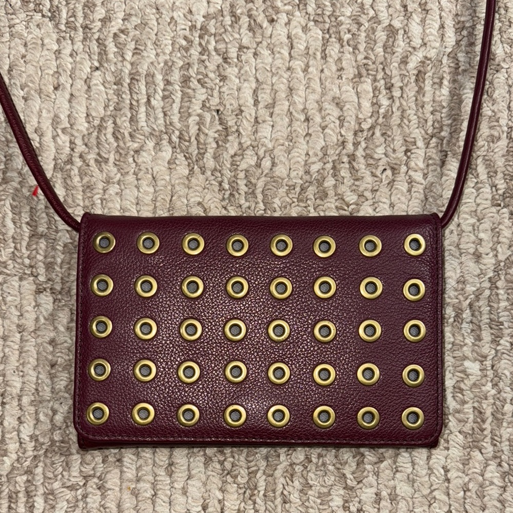 Studded Burgundy Crossbody Bag